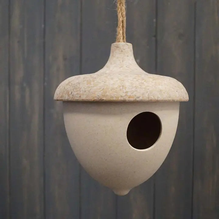 Earthy Oatmeal Chaff/Natural Bamboo Hanging Acorn