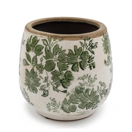 Green floral planter