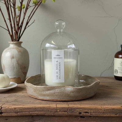 Lime Basil candle & cloche set