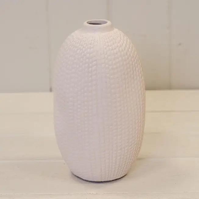 White textured vase
