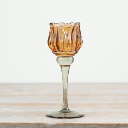 Tulip glass candlestick