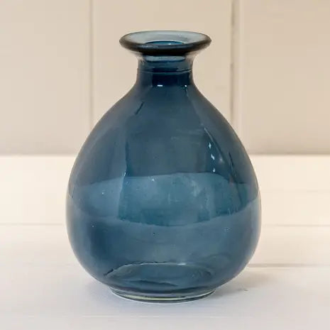 Blue glass bud vase