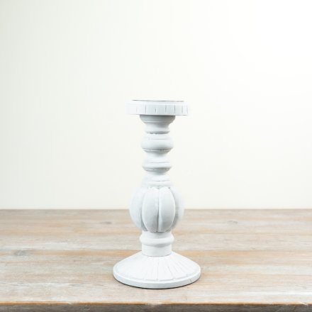 23cm White wash candle stand