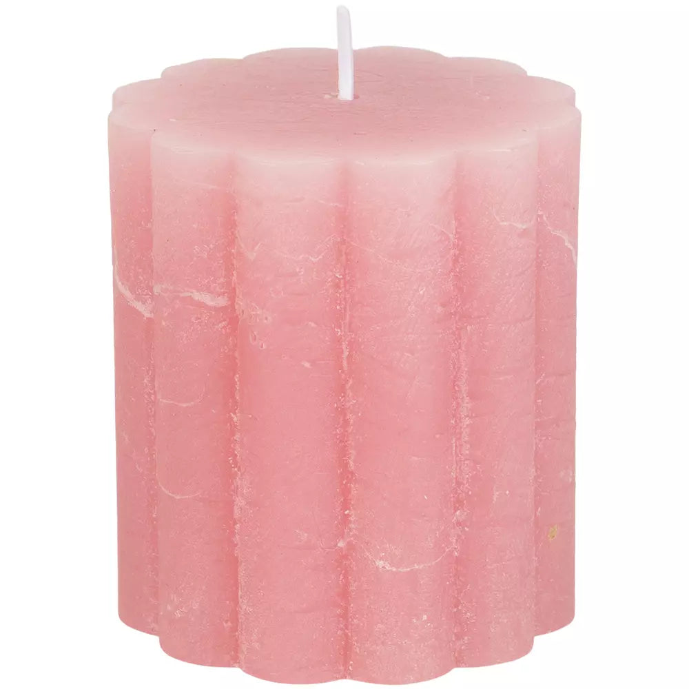 Pink ribbed candle