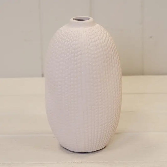 White textured vase